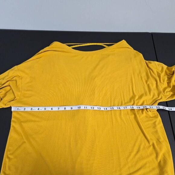 Free People Womens Shimmy Shake Tunic Top Size Small Yellow Ribbed Slouchy Boho - Picture 7 of 9